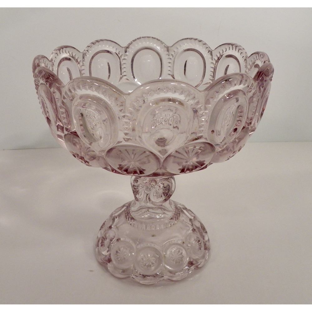 MOON AND STAR Compote SUN PURPLED Clear Glass Pedestal Candy Dish 6-1/2"